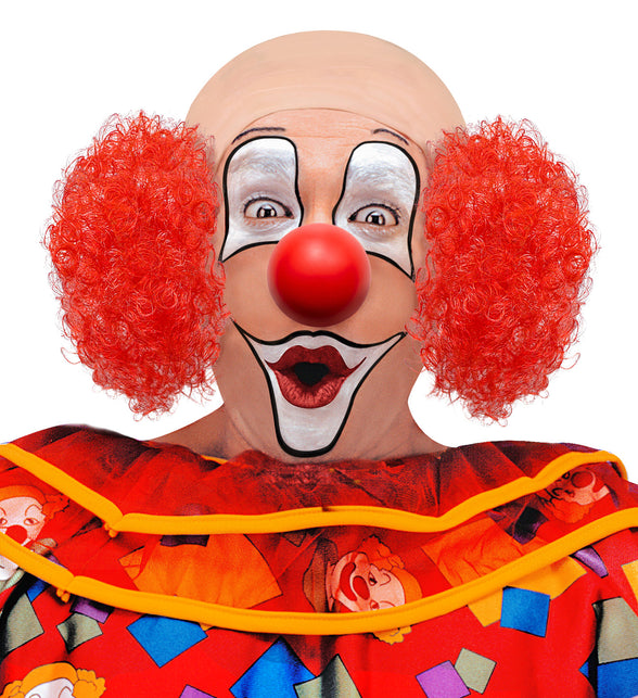 Widmann SRL Clown pruik kaal met krul en rode neus