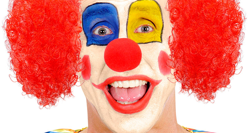 Widmann SRL Clown pruik kaal met krul en rode neus