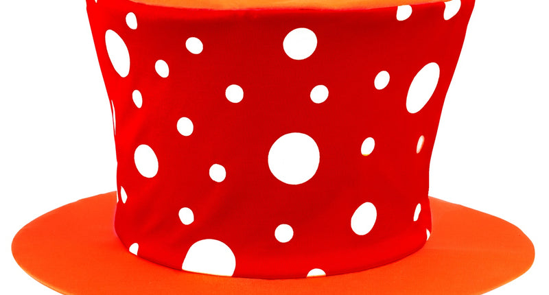 Widmann SRL Clownshoed hoog rood oranje met witte bollen