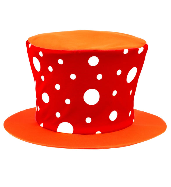 Widmann SRL Clownshoed hoog rood oranje met witte bollen