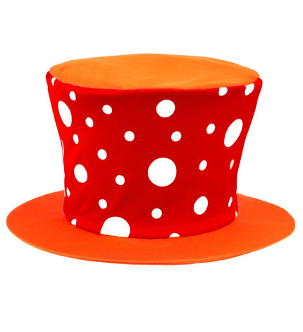 Widmann SRL Clownshoed hoog rood oranje met witte bollen