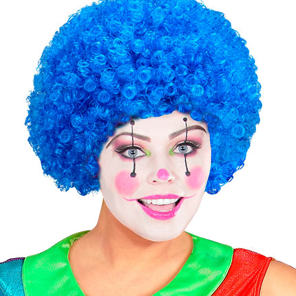 Widmann SRL Clownspruik krulletjes blauw
