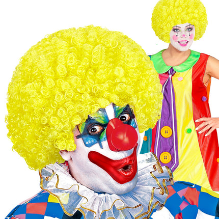 Widmann SRL Clownspruik krulletjes geel