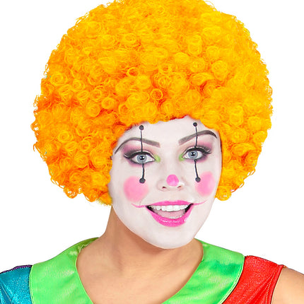Widmann SRL Clownspruik krulletjes oranje