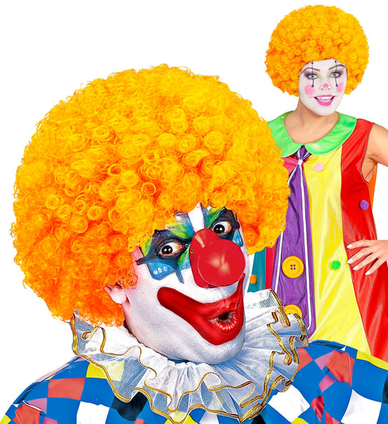 Widmann SRL Clownspruik krulletjes oranje