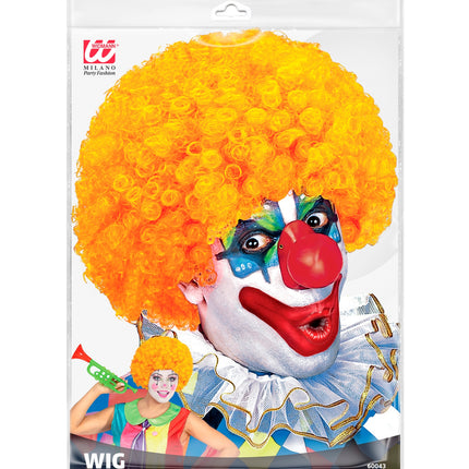 Widmann SRL Clownspruik krulletjes oranje
