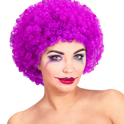Widmann SRL Clownspruik krulletjes paars