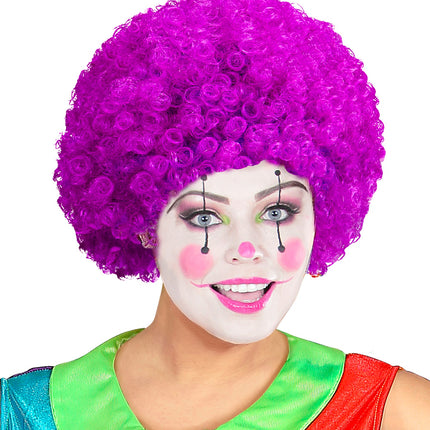 Widmann SRL Clownspruik krulletjes paars