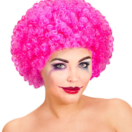 Widmann SRL Clownspruik krulletjes roze