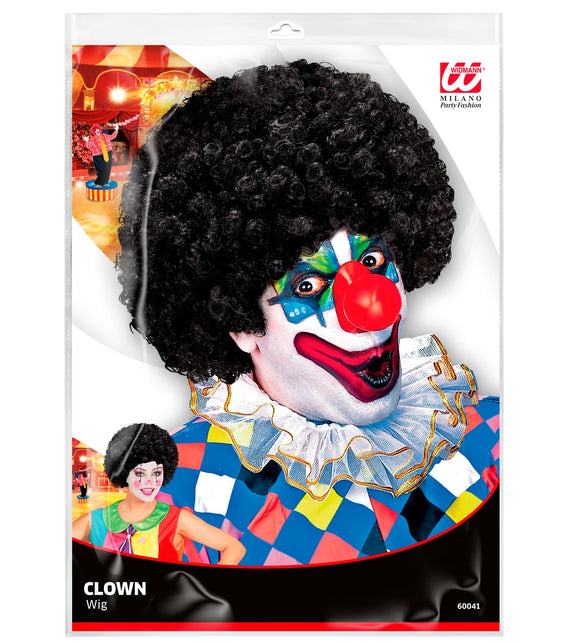 Widmann SRL Clownspruik krulletjes zwart