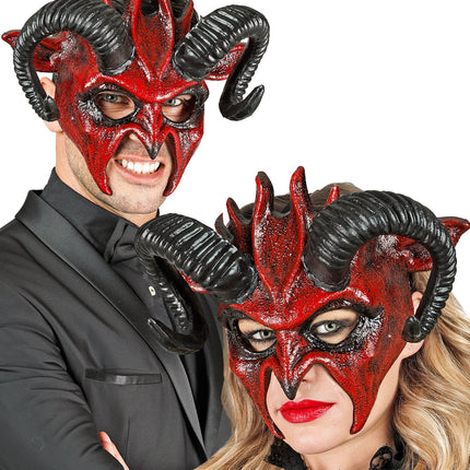 Widmann SRL Commedia dell'arte duivelsmasker ram rood/ zwart