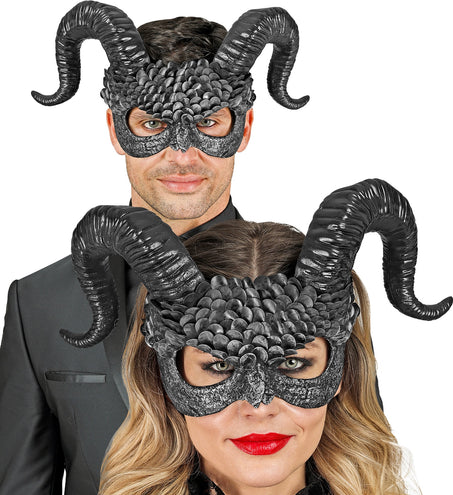 Widmann SRL Commedia dell'arte duivelsmasker ram zwart/ grijs