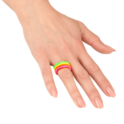 Widmann SRL Coole neon ringen set in vier kleuren
