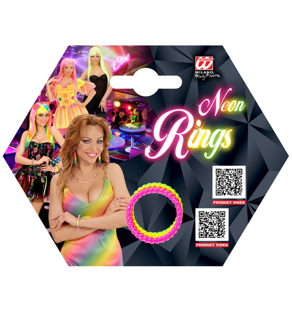 Widmann SRL Coole neon ringen set in vier kleuren
