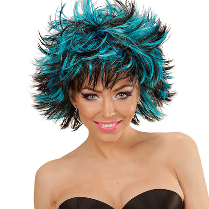 Widmann SRL Coupe ravage pruik zwart met blauw