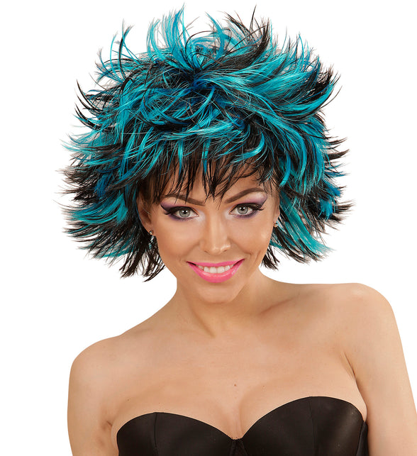 Widmann SRL Coupe ravage pruik zwart met blauw