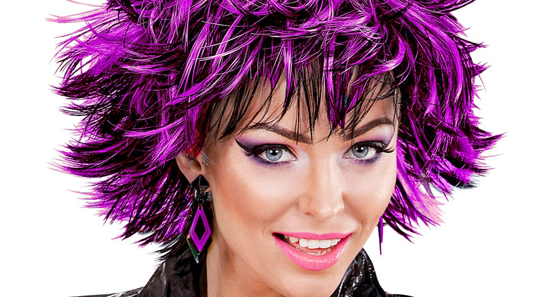 Widmann SRL Coupe ravage pruik zwart met paars