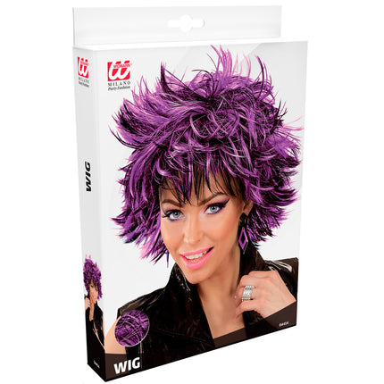 Widmann SRL Coupe ravage pruik zwart met paars