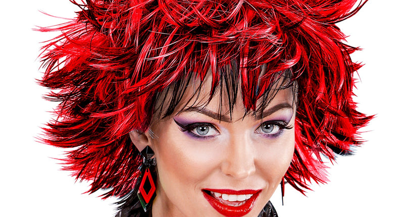 Widmann SRL Coupe ravage pruik zwart met rood