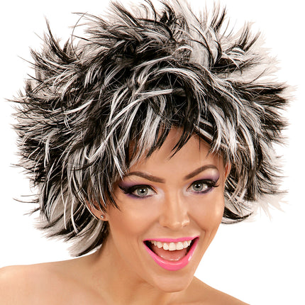 Widmann SRL Coupe ravage pruik zwart met wit