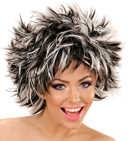 Widmann SRL Coupe ravage pruik zwart met wit