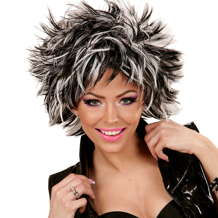 Widmann SRL Coupe ravage pruik zwart met wit