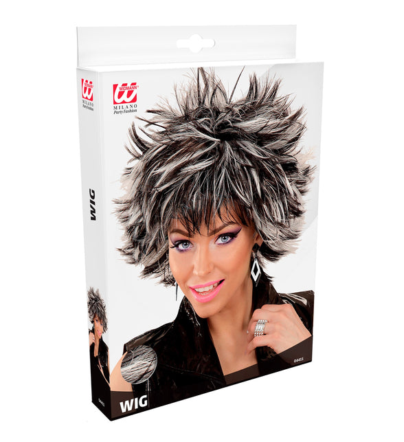 Widmann SRL Coupe ravage pruik zwart met wit