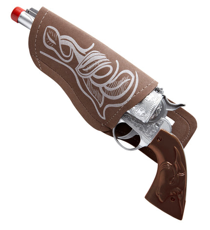 Cowboy pistool met holster bruin