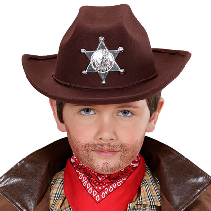 Widmann SRL cowboyhoed bruin met sheriff ster kind