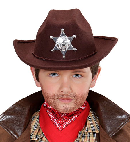 Widmann SRL cowboyhoed bruin met sheriff ster kind