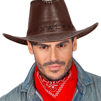 Widmann SRL cowboyhoed lederlook met decoratie bruin