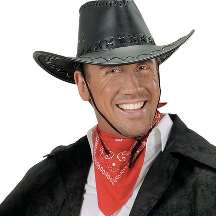 Widmann SRL cowboyhoed lederlook met decoratie zwart
