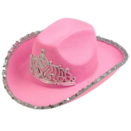 Widmann SRL Cowboyhoed partygirl met tiara roze haarband Siem