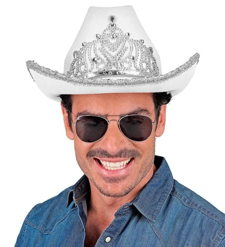 Widmann SRL Cowboyhoed partygirl met tiara wit haarband Maud