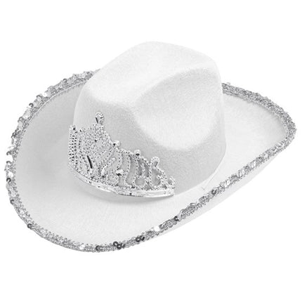 Widmann SRL Cowboyhoed partygirl met tiara wit haarband Maud