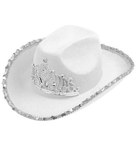 Widmann SRL Cowboyhoed partygirl met tiara wit haarband Maud