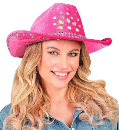 Widmann SRL Cowboyhoed roze met diamanten Daan
