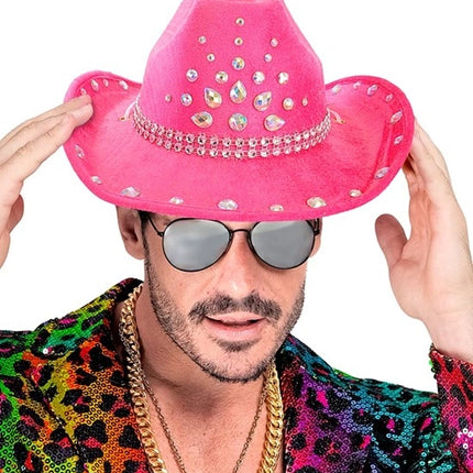 Widmann SRL Cowboyhoed roze met diamanten Daan