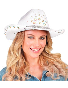Widmann SRL Cowboyhoed wit met diamanten Nora
