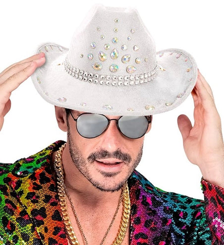 Widmann SRL Cowboyhoed wit met diamanten Nora