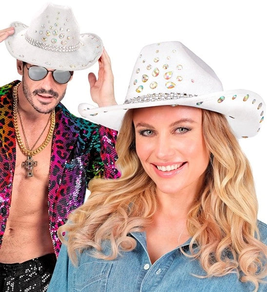 Widmann SRL Cowboyhoed wit met diamanten Nora