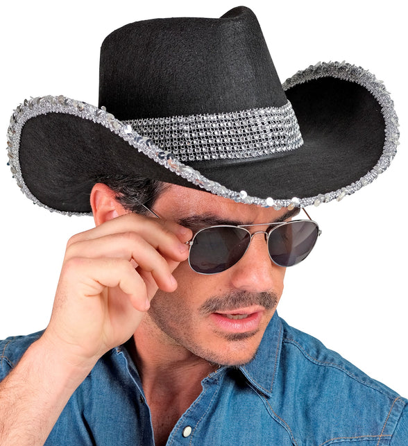 Widmann SRL Cowboyhoed zwart bling met steentjes