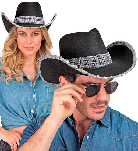 Widmann SRL Cowboyhoed zwart bling met steentjes