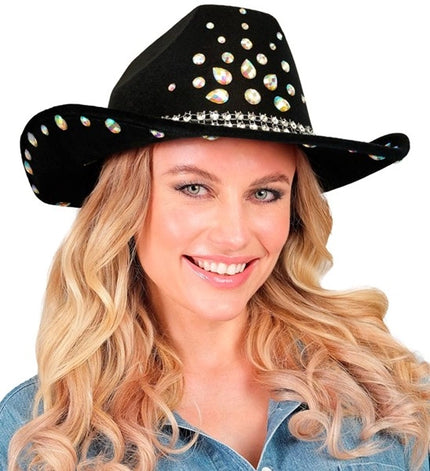 Widmann SRL Cowboyhoed zwart met diamanten Sem