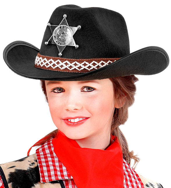 Widmann SRL Cowboyhoed zwart sheriff kind