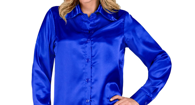 Widmann SRL Dames jaren 70 disco blouse blauw