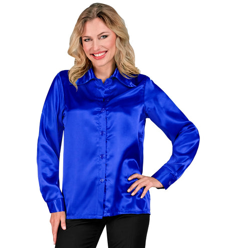 Widmann SRL Dames jaren 70 disco blouse blauw