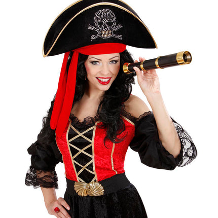 Widmann SRL Dames piratenhoed met bespijkerde schedel en bandana