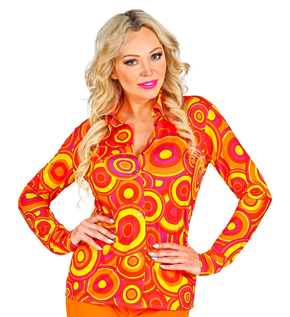 Widmann SRL Damesshirt jaren 70 oranje/geel