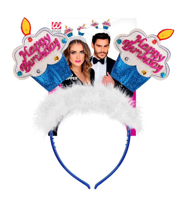 Widmann SRL Diadeem happy birthday cake blauw
